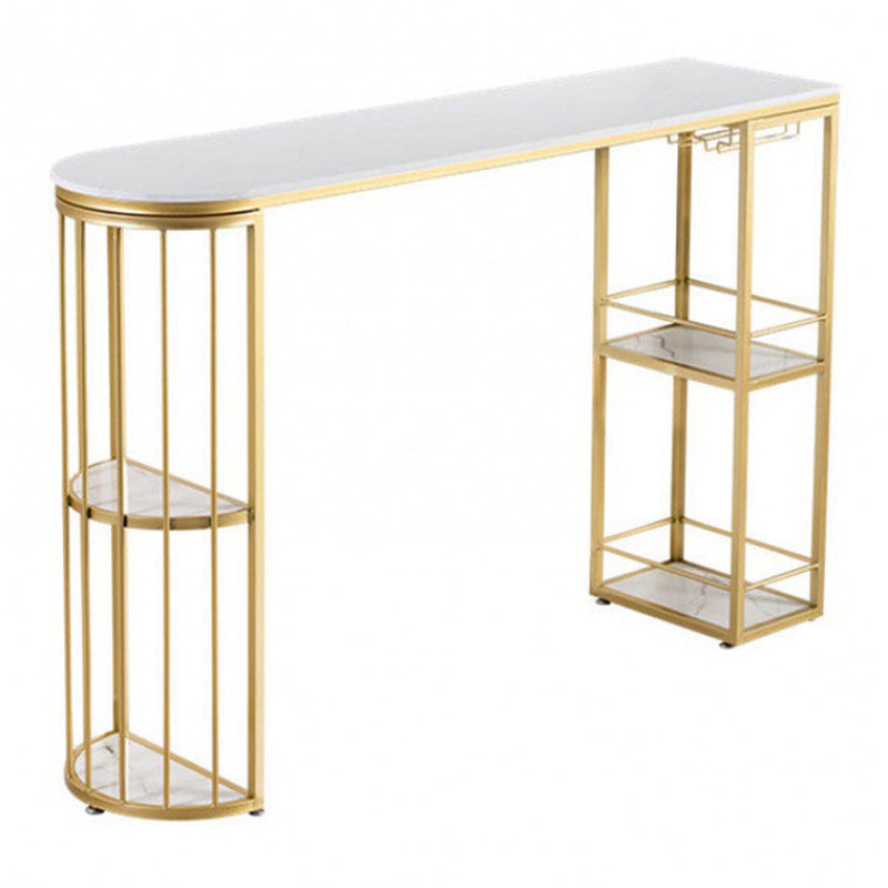 Industrial Style Bistro Bar Desk Marble Top Specialty Pub Table for Cafe