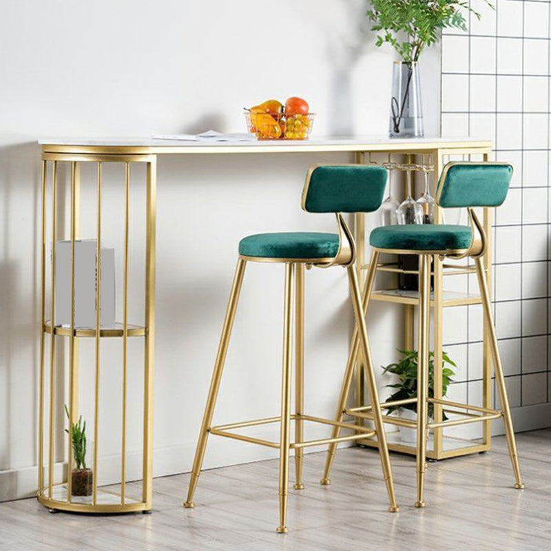 Industrial Style Bistro Bar Desk Marble Top Specialty Pub Table for Cafe