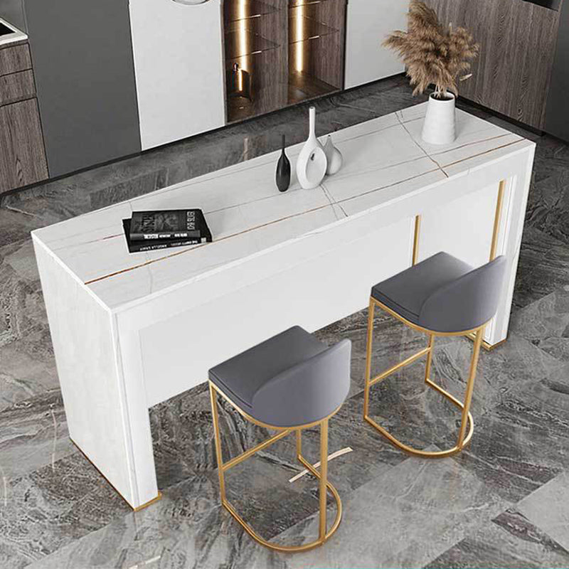 Sintered Stone Bistro Bar Table Rectangle Wooden Base Bar Table for Home