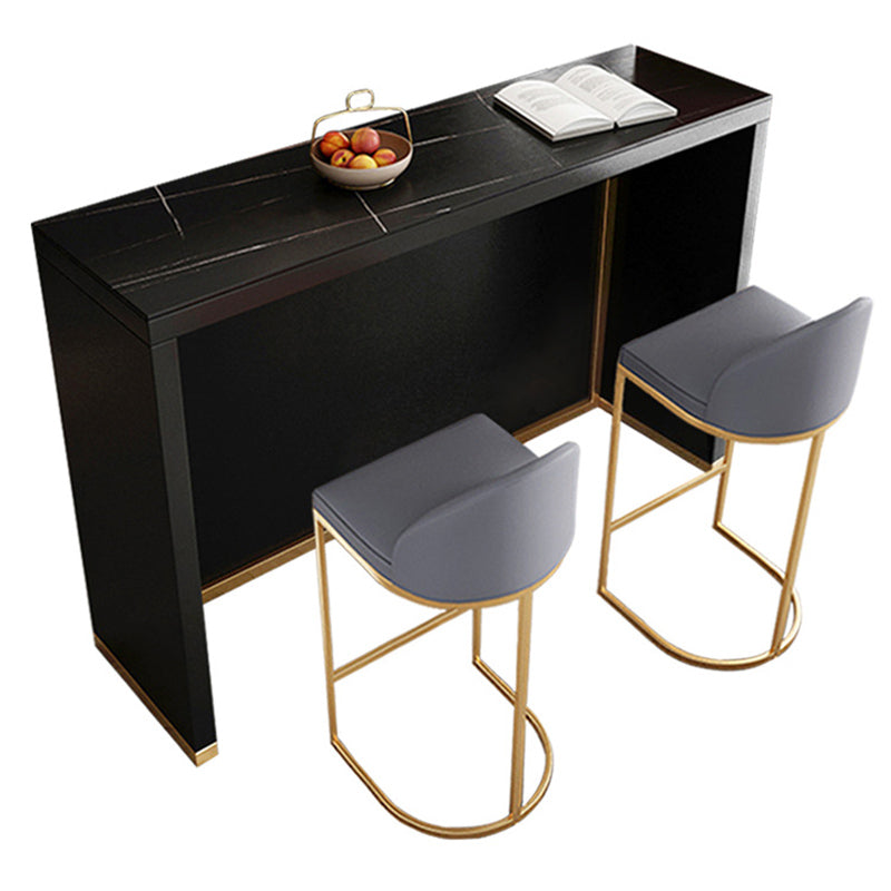 Sintered Stone Bistro Bar Table Rectangle Wooden Base Bar Table for Home