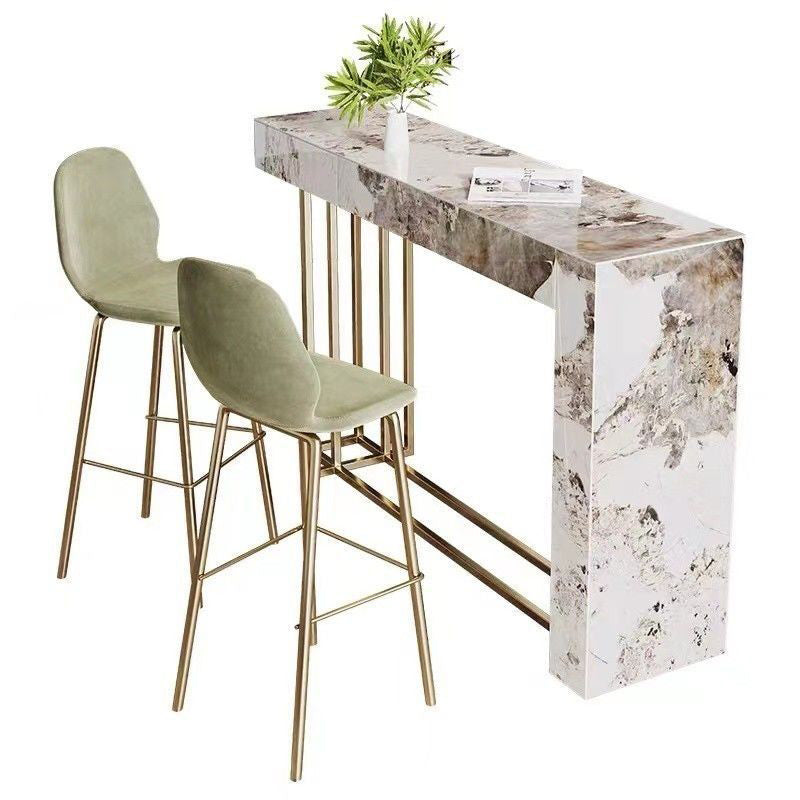 Sintered Stone Bistro Bar Table Modern Trestle Bar Table for Kitchen