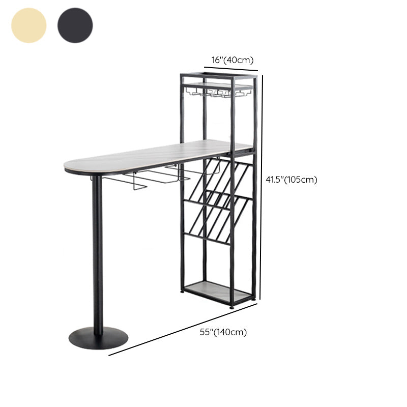 Sintered Stone Bistro Bar Table Modern Wine Rack Bar Table for Living Room