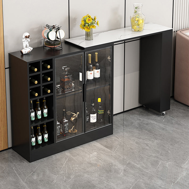 Rectangle Counter Height Table Modern Bar Dining Table with Shelves