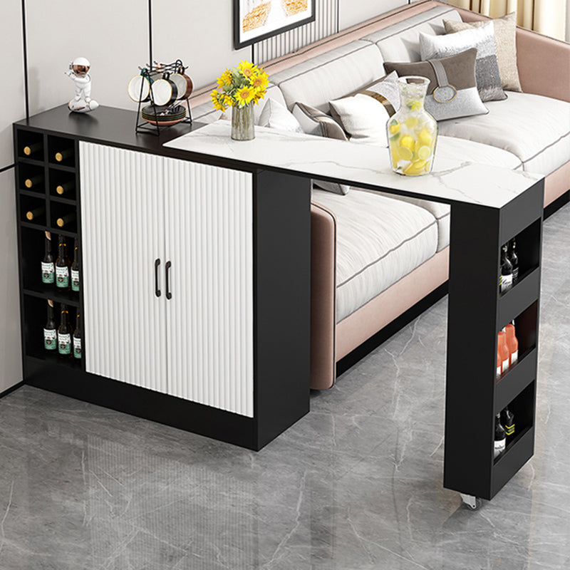 Rectangle Counter Height Table Modern Bar Dining Table with Shelves