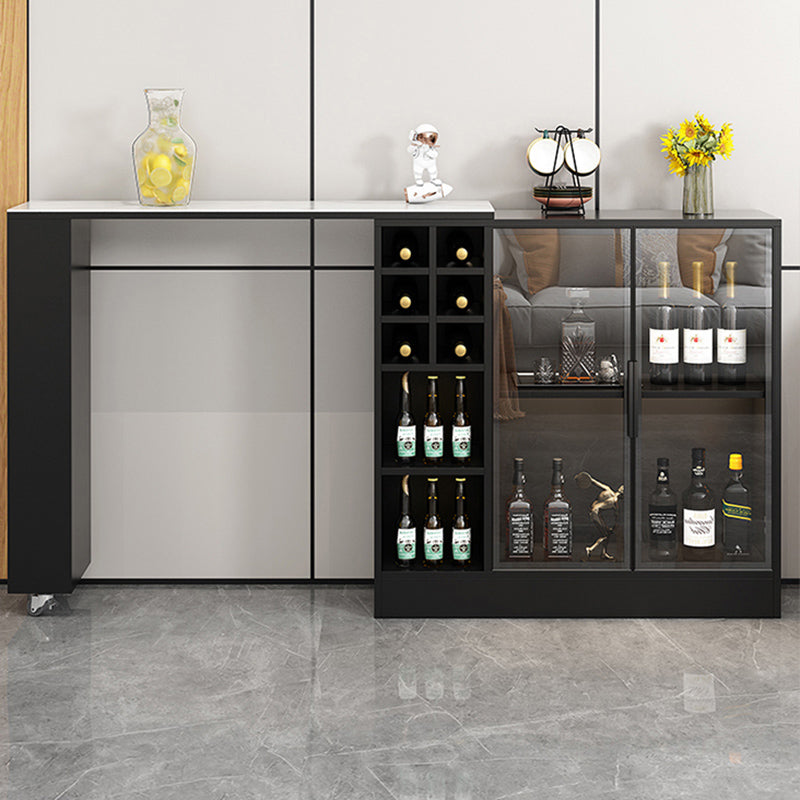 Rectangle Counter Height Table Modern Bar Dining Table with Shelves