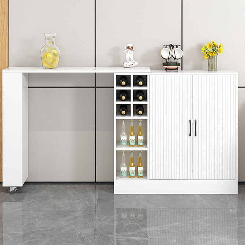 Rectangle Counter Height Table Modern Bar Dining Table with Shelves