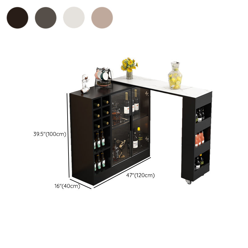 Rectangle Counter Height Table Modern Bar Dining Table with Shelves