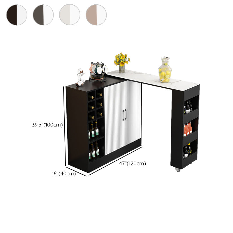 Rectangle Counter Height Table Modern Bar Dining Table with Shelves