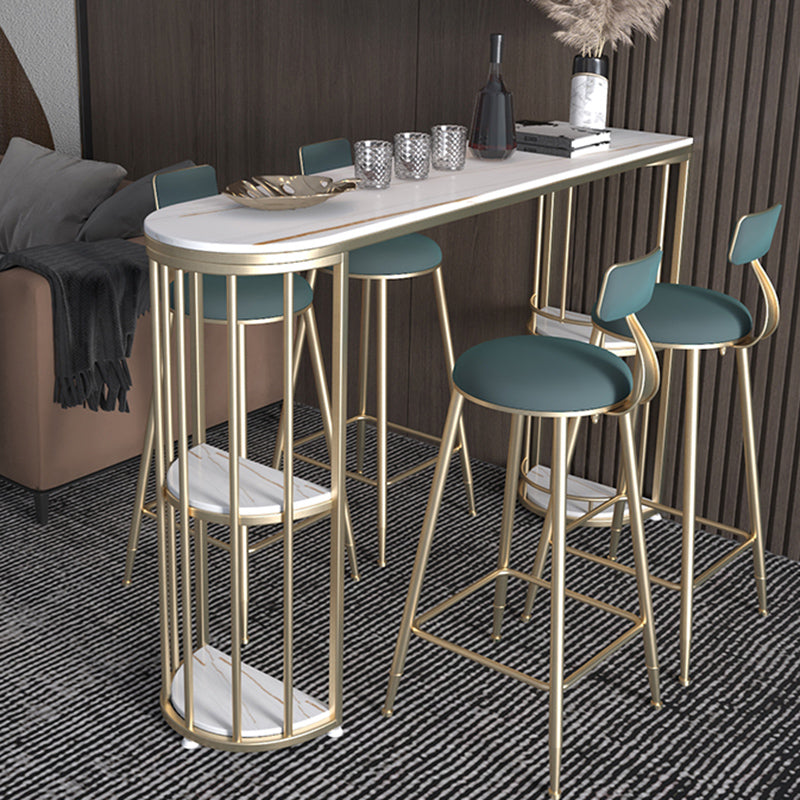 Free Form Counter Height Dining Table with Storage Modern Bar Dining Table