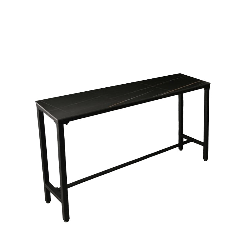 Modern Stone Top Bistro Bar Table Rectangle Metal Base Bar Table