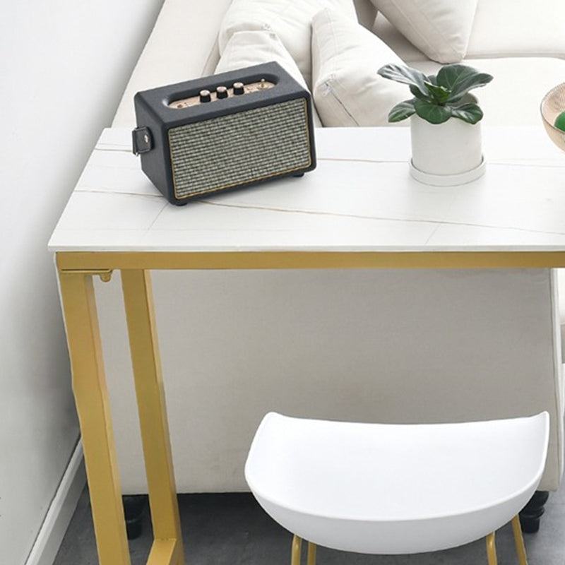 Modern Stone Top Bistro Bar Table Rectangle Metal Base Bar Table