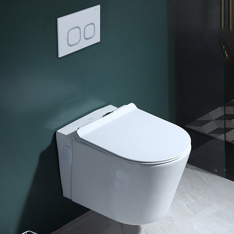 Modern Concealed Tank Toilet Skirted Ceramic Wall Hung Flush Toilet with Seat