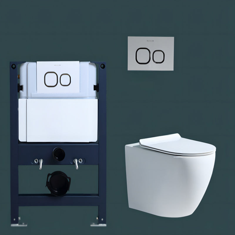 Modern Concealed Tank Toilet Skirted Ceramic Wall Hung Flush Toilet with Seat
