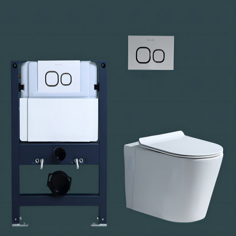 Modern Concealed Tank Toilet Skirted Ceramic Wall Hung Flush Toilet with Seat