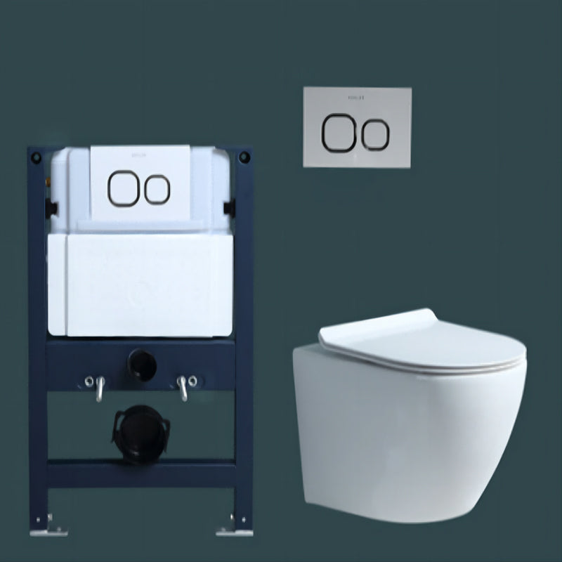Modern Concealed Tank Toilet Skirted Ceramic Wall Hung Flush Toilet with Seat