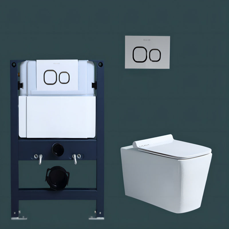 Modern Concealed Tank Toilet Skirted Ceramic Wall Hung Flush Toilet with Seat