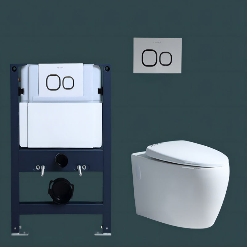 Modern Concealed Tank Toilet Skirted Ceramic Wall Hung Flush Toilet with Seat