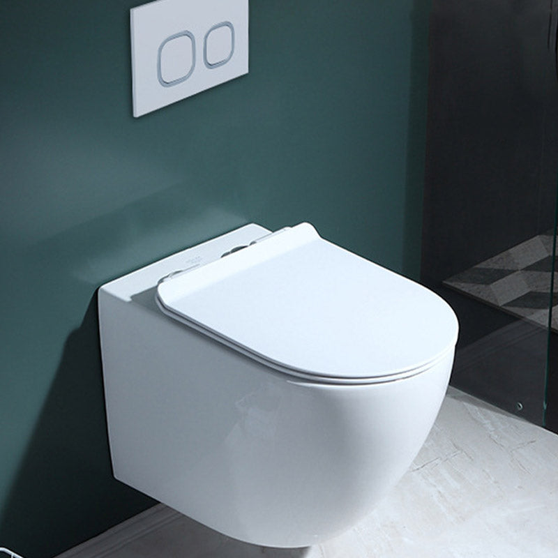 Modern Concealed Tank Toilet Skirted Ceramic Wall Hung Flush Toilet with Seat