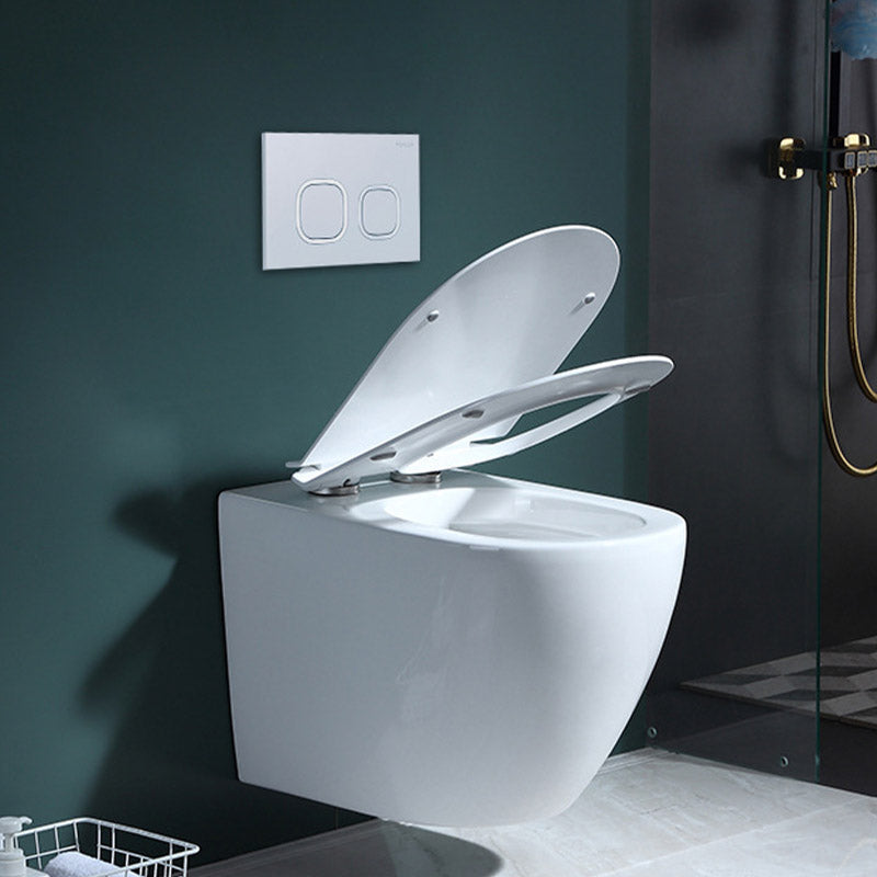 Modern Concealed Tank Toilet Skirted Ceramic Wall Hung Flush Toilet with Seat