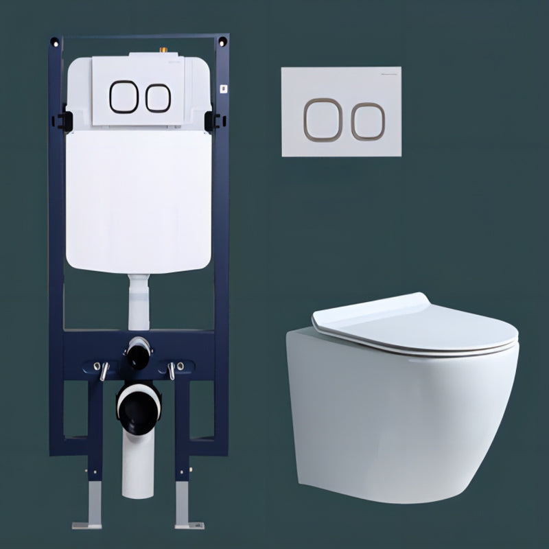 Modern Concealed Tank Toilet Skirted Ceramic Wall Hung Flush Toilet with Seat
