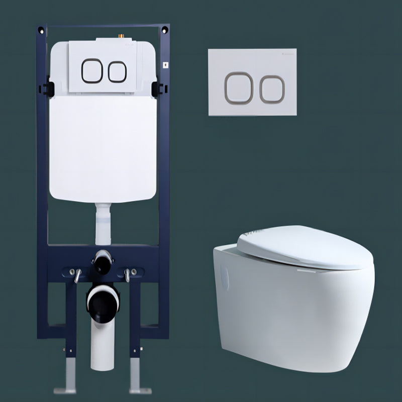 Modern Concealed Tank Toilet Skirted Ceramic Wall Hung Flush Toilet with Seat