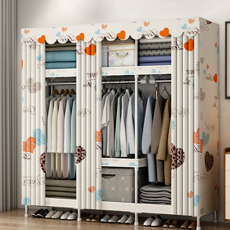 Contemporary Metal Wardrobe Cloth Rod Included Wardrobe Closet with Legs