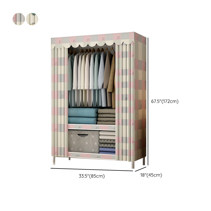 Contemporary Metal Wardrobe Cloth Rod Included Wardrobe Closet with Legs