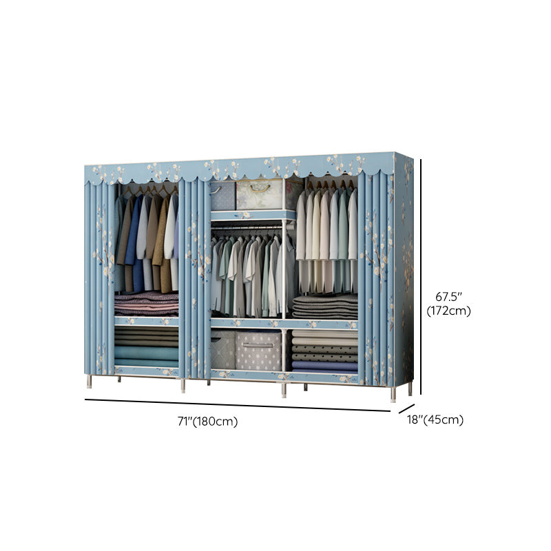 Contemporary Metal Wardrobe Cloth Rod Included Wardrobe Closet with Legs