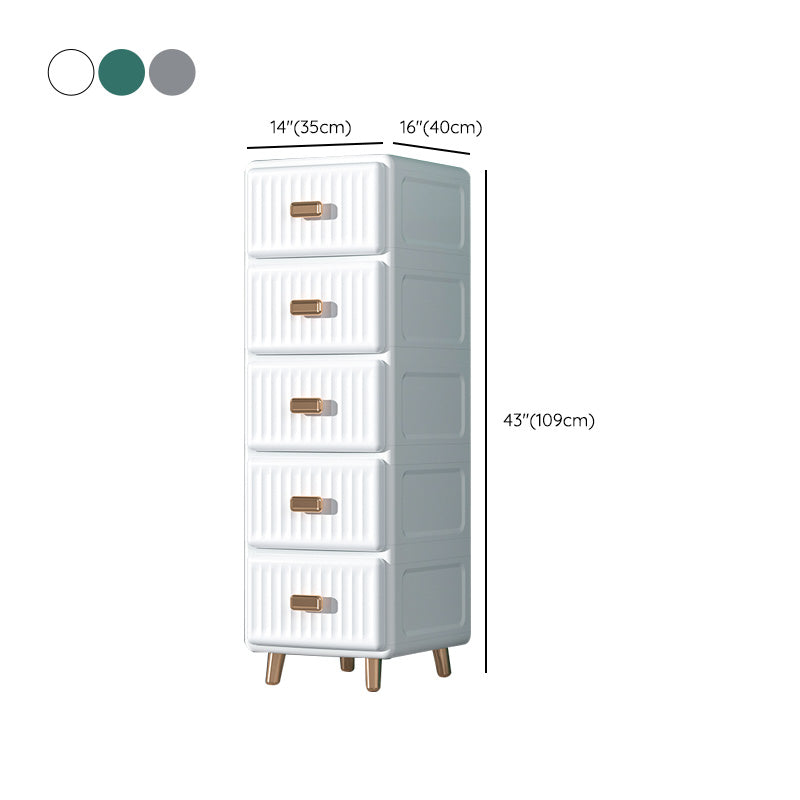 Contemporary Plastic Storage Cabinet for Bedroom Matte Finish Cabinet with Drawers