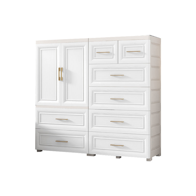 Contemporary White Storage Cabinet Bedroom Plastic Cabinet with Drawers