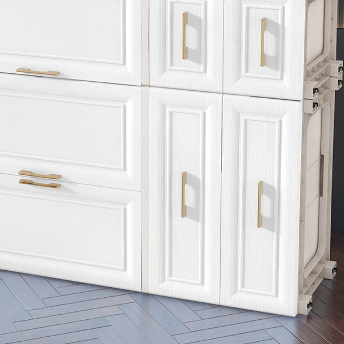 Contemporary White Storage Cabinet Bedroom Plastic Cabinet with Drawers