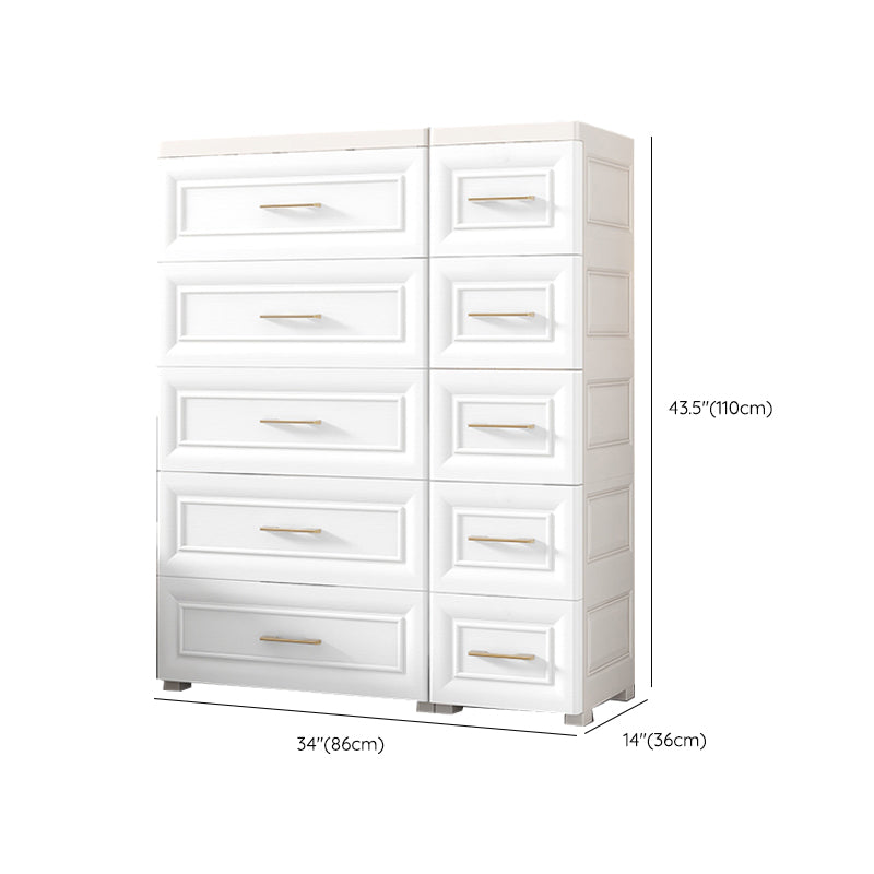 Contemporary White Storage Cabinet Bedroom Plastic Cabinet with Drawers