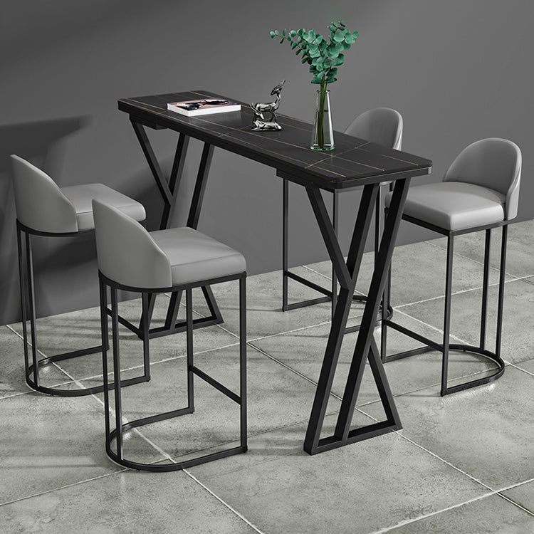1/5 Pieces Bar Stool and Table Set Rectangular Modern Pub Table Set