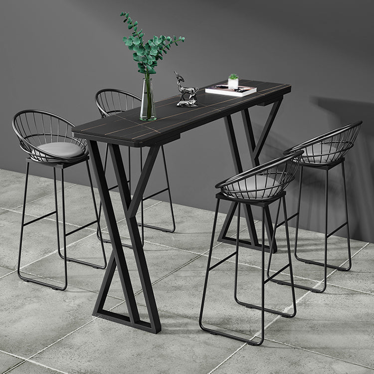 1/5 Pieces Bar Stool and Table Set Rectangular Modern Pub Table Set