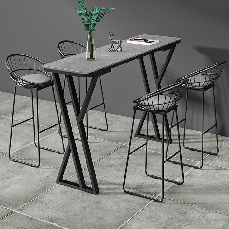 1/5 Pieces Bar Stool and Table Set Rectangular Modern Pub Table Set