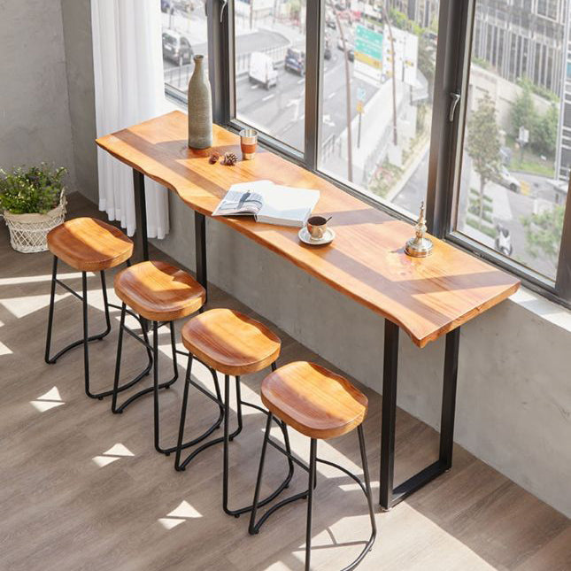 Rectangular Pub Table Set 1/4/5 Pieces Solid Wood Pub Dining Set