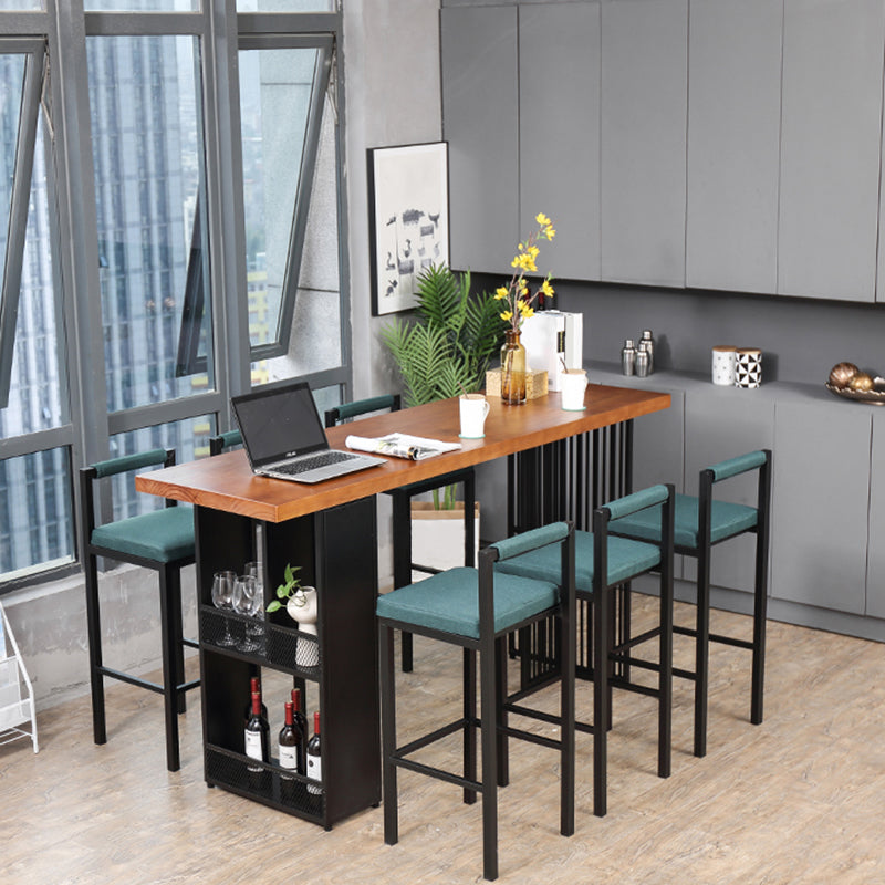 Modern Bar Table Set 1/7 Pieces Solid Wood Counter Table with Upholstered Stools