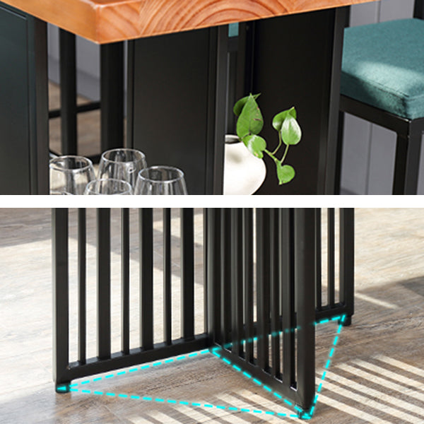 Modern Bar Table Set 1/7 Pieces Solid Wood Counter Table with Upholstered Stools