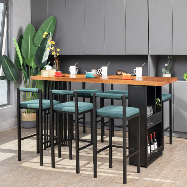 Modern Bar Table Set 1/7 Pieces Solid Wood Counter Table with Upholstered Stools