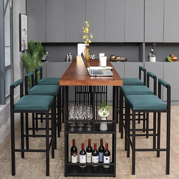 Modern Bar Table Set 1/7 Pieces Solid Wood Counter Table with Upholstered Stools
