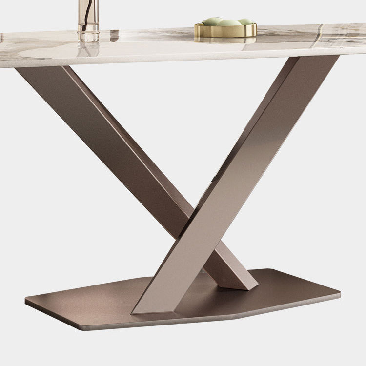 Glam Style Rectangle Table Set 1/2/5/7 Pieces Dining Set with Metal Legs