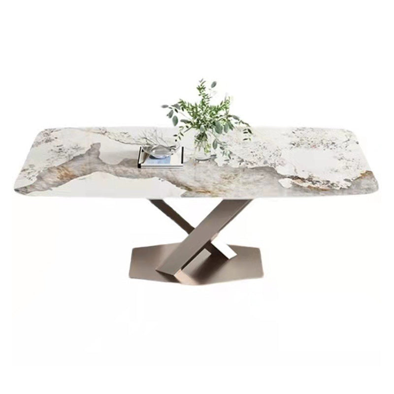 Glam Style Rectangle Table Set 1/2/5/7 Pieces Dining Set with Metal Legs