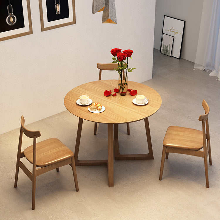 Modern Dining Set 1/2/4 Pcs Solid Wood Dining Table and Chairs in Brown