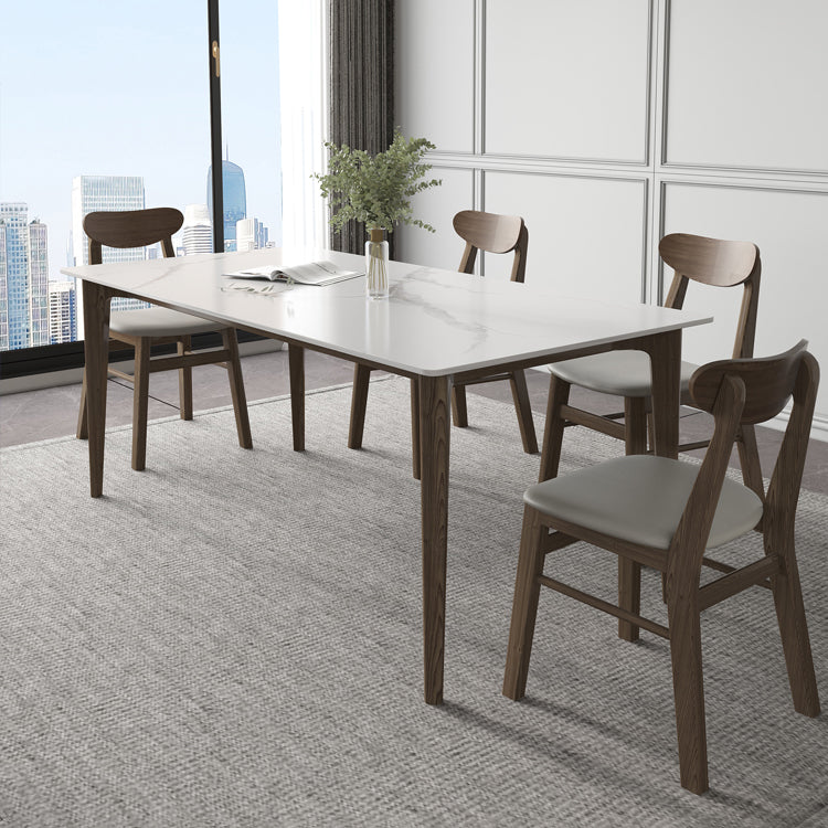 Modern 1/4/5/7 Pieces Furniture Stone Rectangle Dining Table Set in White