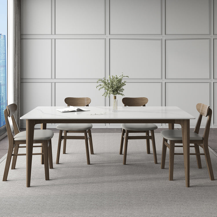 Modern 1/4/5/7 Pieces Furniture Stone Rectangle Dining Table Set in White