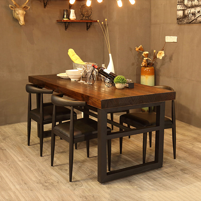 Industrial 1/2/3/4/5 Pieces Furniture Solid Wood Rectangle Dining Chairs Set in Brown