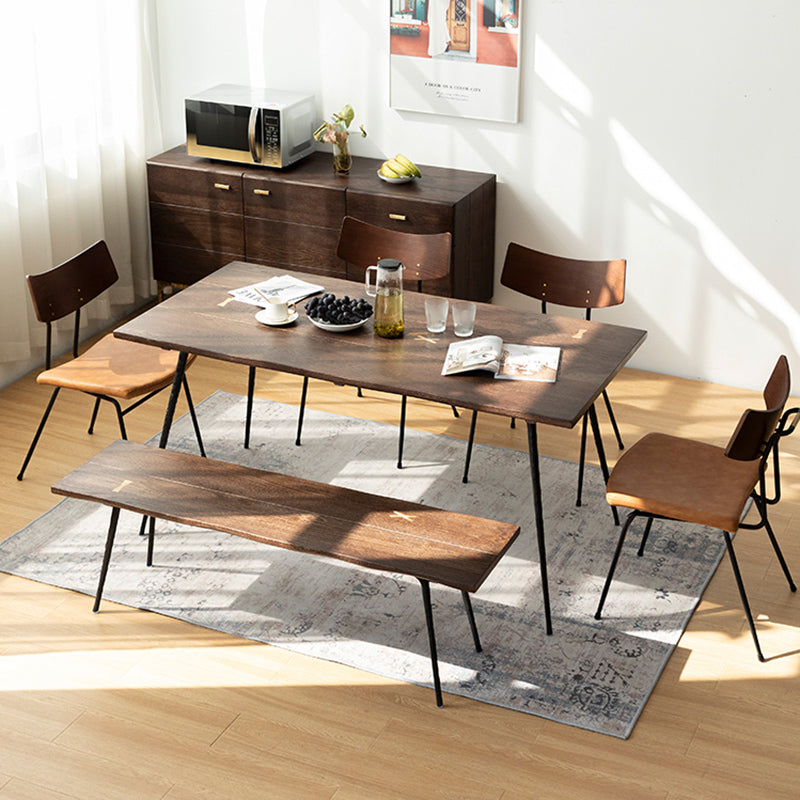 Industrial Dining Set 1/5/6/7 Pcs Solid Wood Dining Table and Armless Chairs