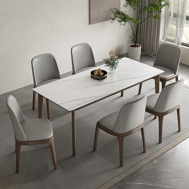Modern 1/4/5/7 Pieces Dining Table Set Stone Rectangle Furniture in White