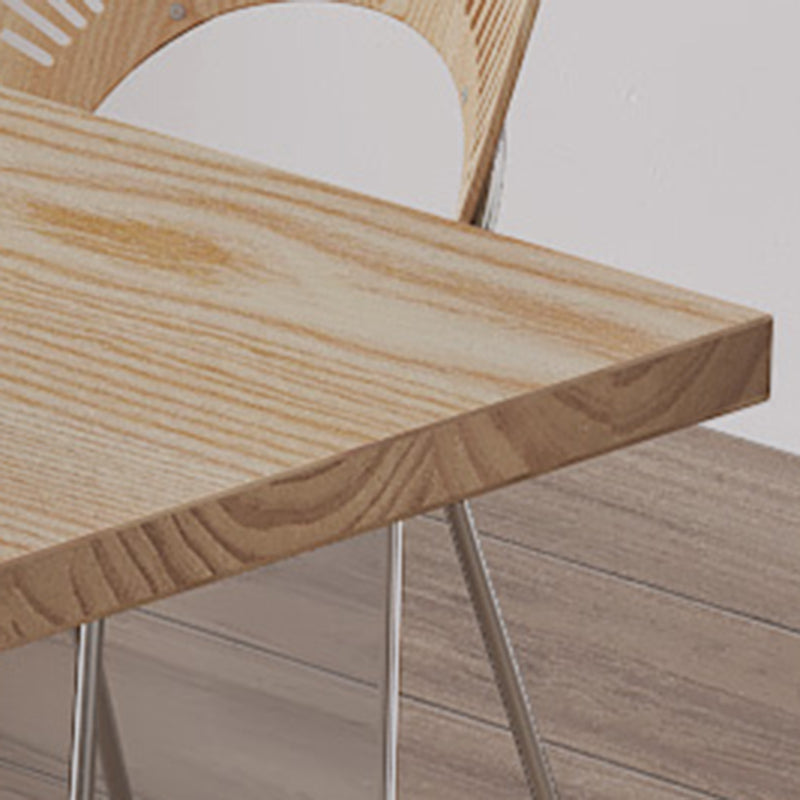 Industrial 1/2/5 Pieces Furniture Solid Wood Rectangle Dining Chairs Set in Natural