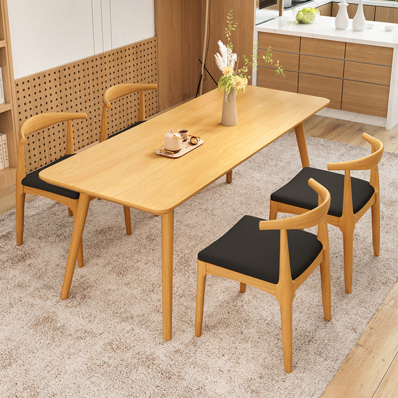 Modern Dining Set 1/4/5/6/7 Pcs Rectangle Solid Wood Dining Table and Armless Chairs